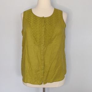 Lime green button up tank
